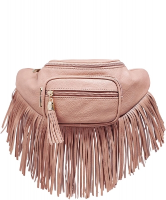 Fashion Fringe Tassel Fanny Pack Waist Bag KL088 ROSEPINK
